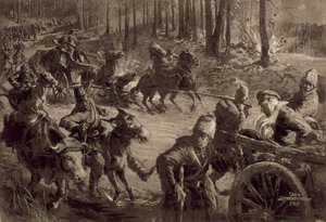 Tropas alemanas con botín de guerra y prisioneros y ganado capturado de Felix Schwormstadt